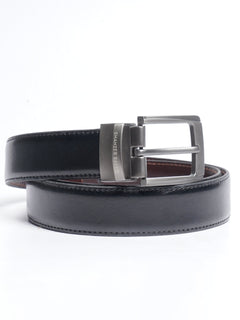 Black & Dark Brown Plain Reversible Leather Belt (BELT-654)