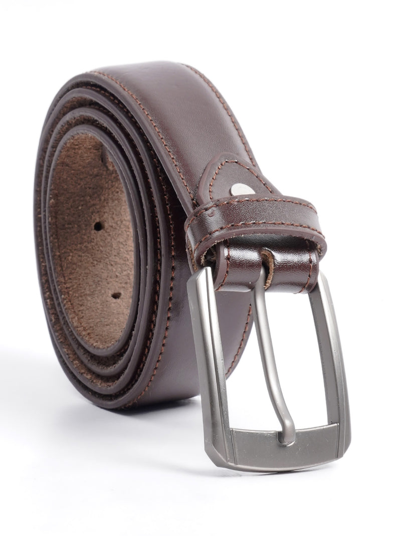 Dark Brown Plain Leather Belt  (BELT-665)
