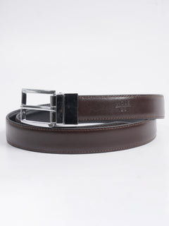Brown & Black Plain Leather Belt  (BELT-668)