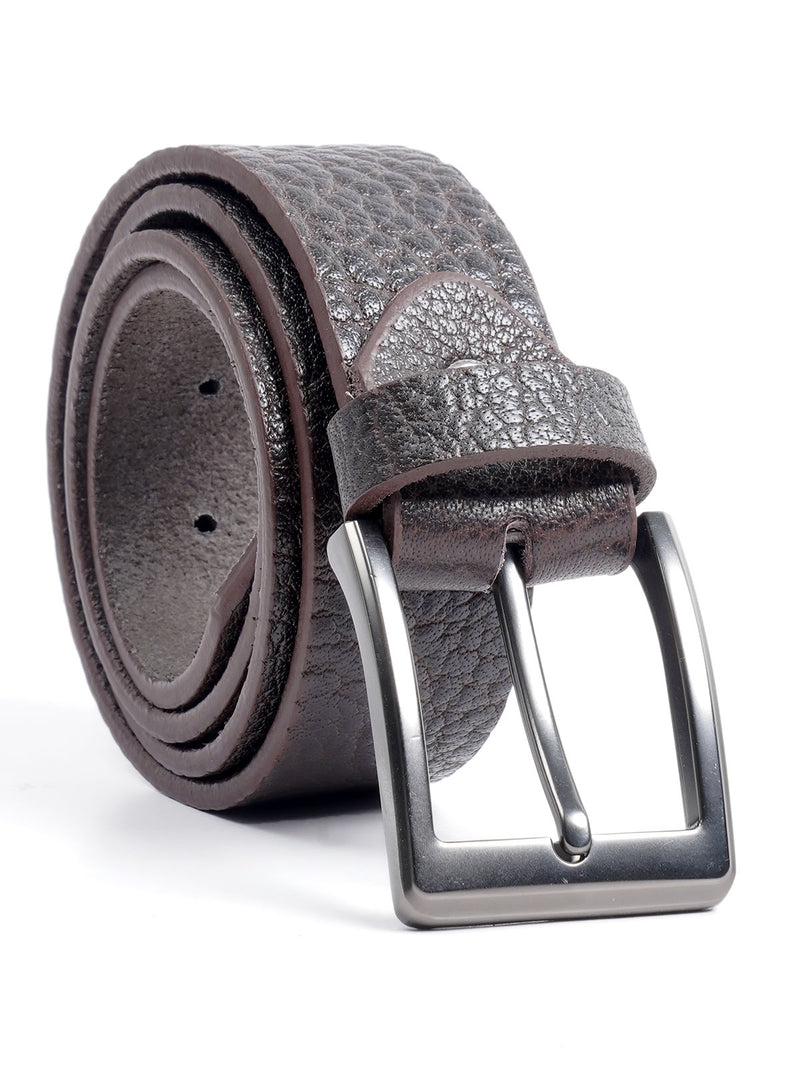 Sepia Brown Textured Leather Belt  (BELT-669)