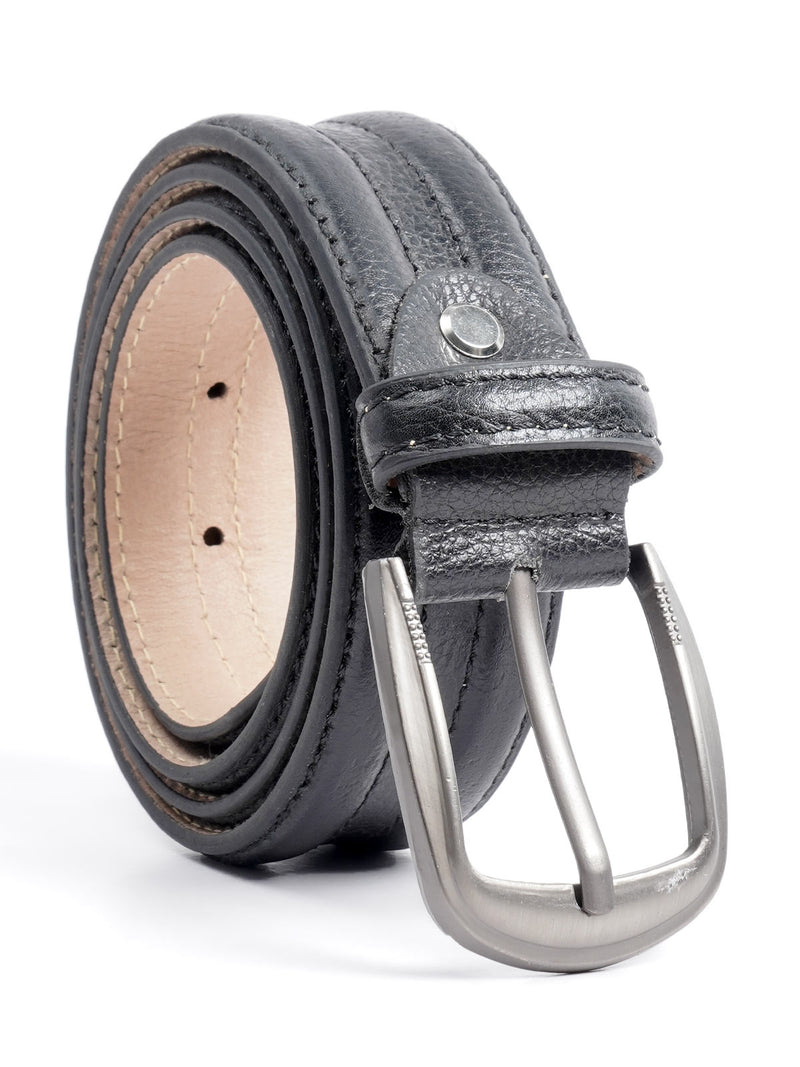 Black Plain Leather Belt  (BELT-673)