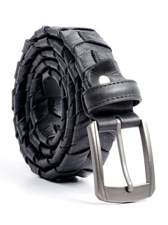 Black Braided Leather Belt  (BELT-676)