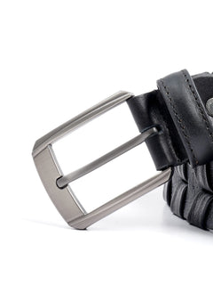 Black Braided Leather Belt  (BELT-676)