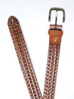 Light Brown Weaving Design Leather Belt  (BELT-684)