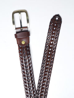 Maroon Weaving Design Leather Belt  (BELT-685)
