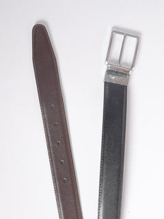 Dark Brown & Black Plain Leather Belt  (BELT-698)
