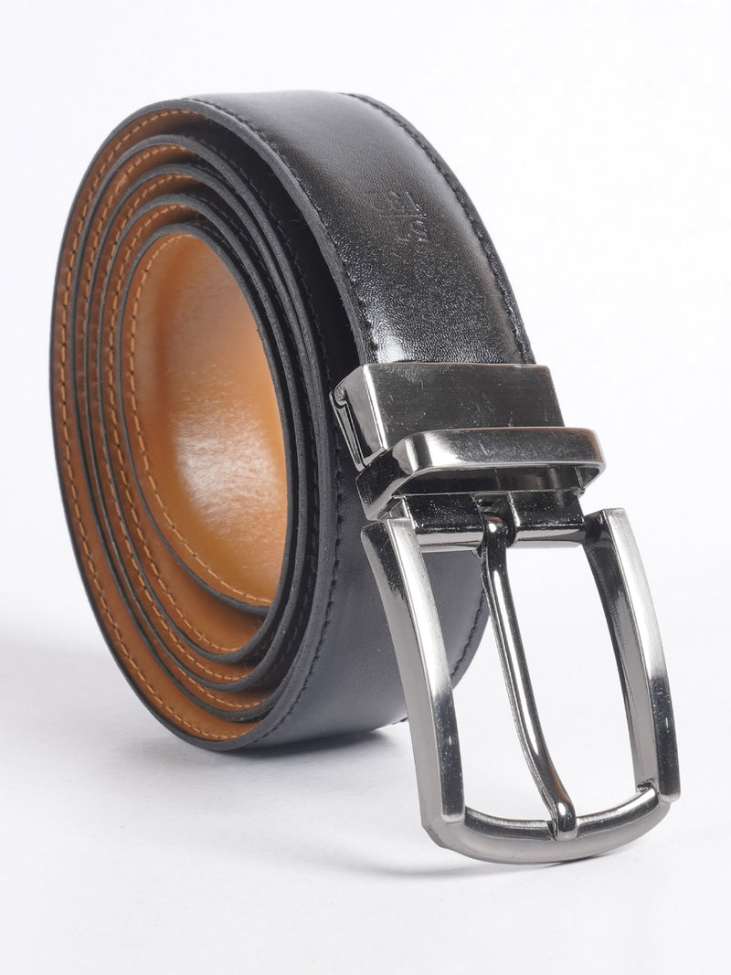Light Brown & Black Plain Leather Belt  (BELT-699)