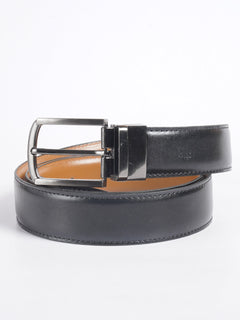 Light Brown & Black Plain Leather Belt  (BELT-699)