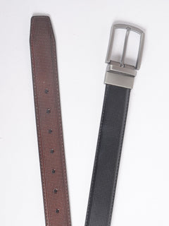 Dark Brown & Black Self Textured Leather Belt  (BELT-702)