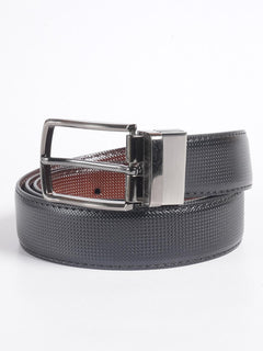 Brown & Black Self Textured Leather Belt  (BELT-703)