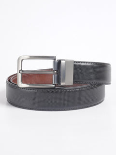 Brown & Black Self Textured Leather Belt  (BELT-705)