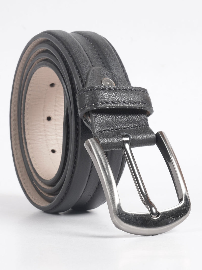 Black Self Textured Leather Belt  (BELT-708)
