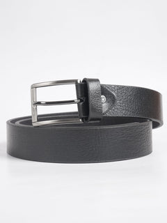 Black Self Textured Leather Belt  (BELT-714)