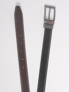 Black & Brown Plain Leather Belt  (BELT-718)