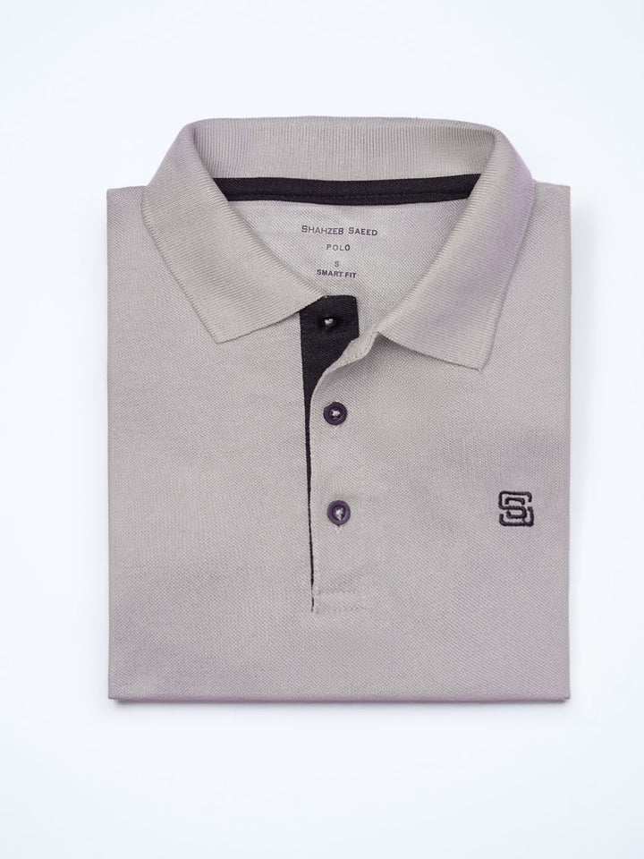 Grey Half Sleeves Designer Polo T-Shirt (POLO-936)
