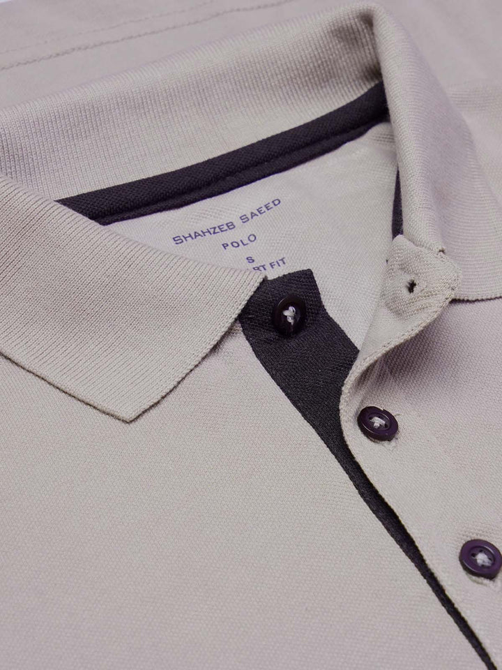 Grey Half Sleeves Designer Polo T-Shirt (POLO-936)