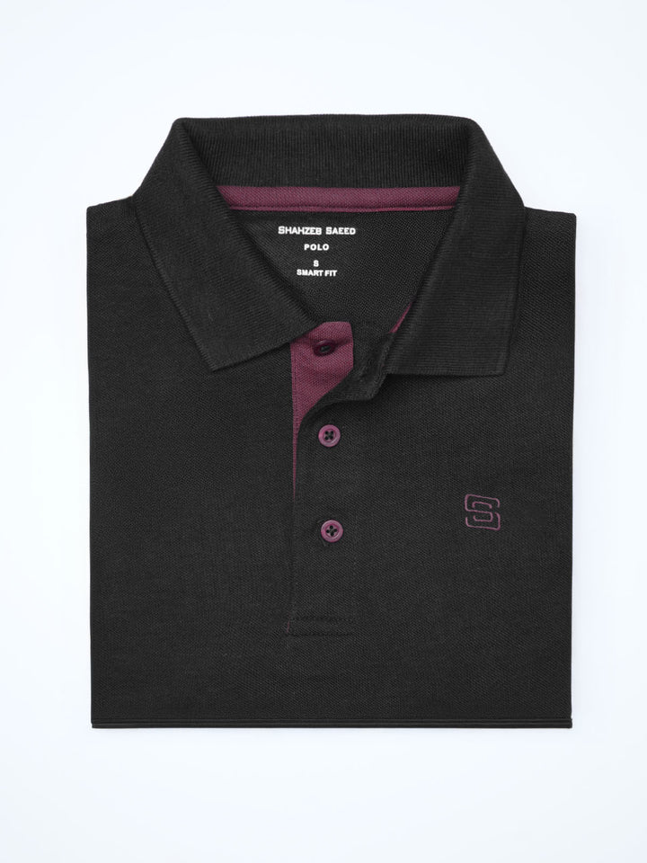 Black Half Sleeves Designer Polo T-Shirt (POLO-1081)