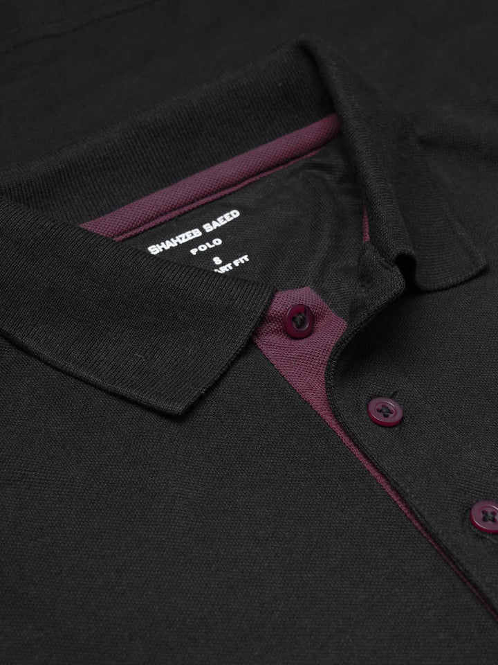 Black Half Sleeves Designer Polo T-Shirt (POLO-767)