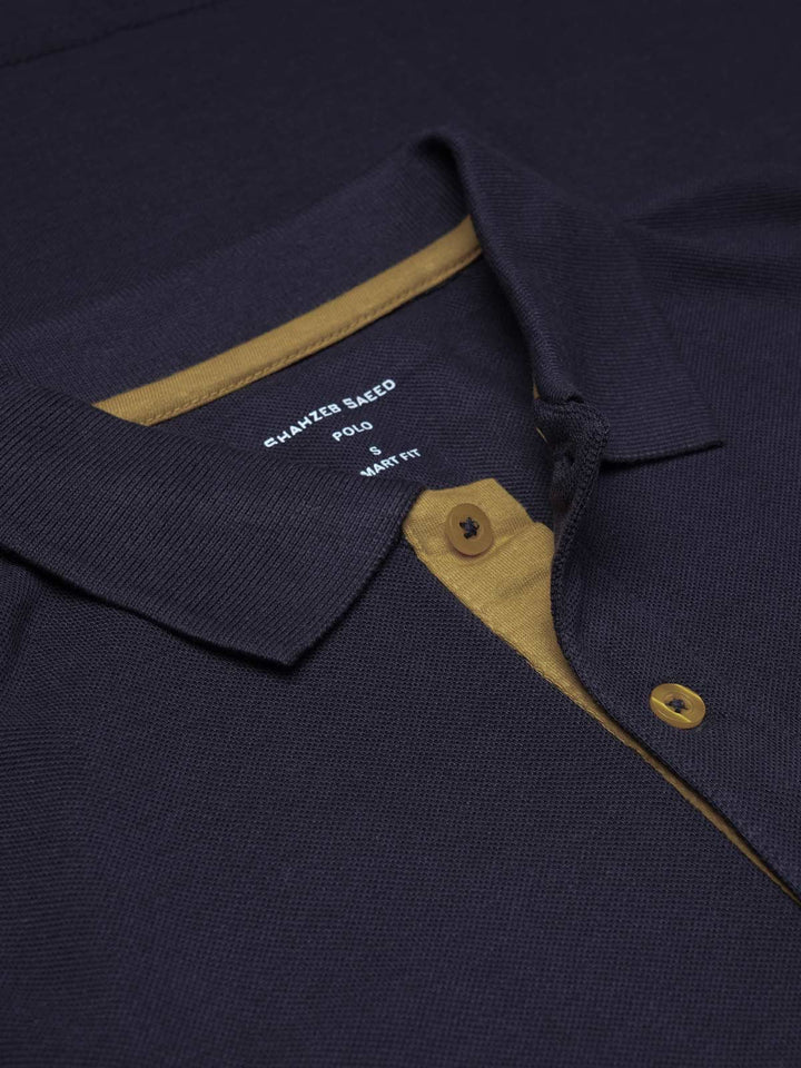 Navy Blue Half Sleeves Designer Polo T-Shirt (POLO-938)