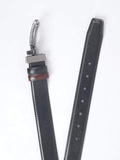 Dark Brown & Black Plain Leather Belt  (BELT-689)
