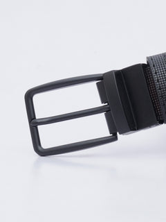 Dark Brown & Black Self Textured Leather Belt  (BELT-690)