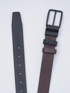 Dark Brown & Black Self Textured Leather Belt  (BELT-690)