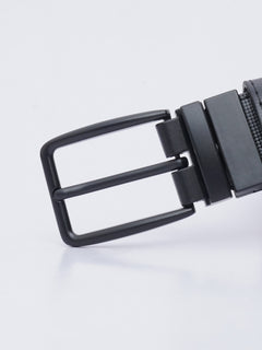 Brown & Black Self Textured Leather Belt  (BELT-691)