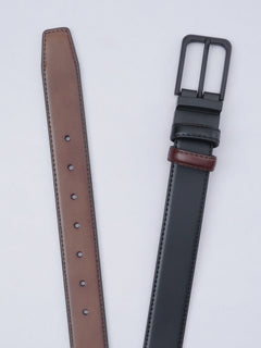 Dark Brown & Black Textured Leather Belt  (BELT-692)