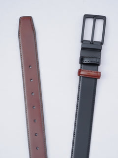 Brown & Black Plain Leather Belt  (BELT-693)