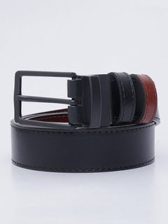 Brown & Black Plain Leather Belt  (BELT-694)