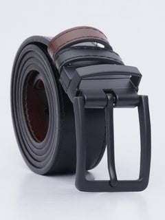 Dark Brown & Black Plain Leather Belt  (BELT-695)