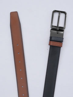 Brown & Black Self Textured Leather Belt  (BELT-696)