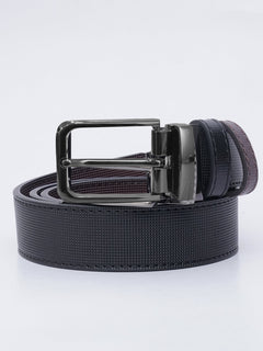 Dark Brown & Black Self Textured Leather Belt  (BELT-697)
