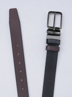 Dark Brown & Black Self Textured Leather Belt  (BELT-697)