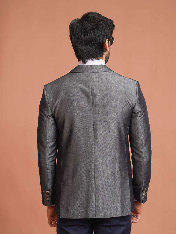 Ash Grey Self Single-Breasted Tailored Men’s Blazer (BMF-089)