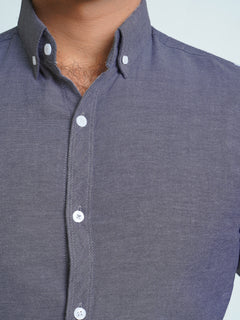 Bluish Grey Self Button Down Casual Shirt (CSB-134)