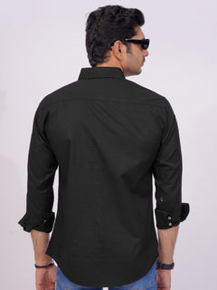 Black Plain Down Casual Shirt (CSB-165)