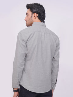 Light Grey Self Button Down Casual Shirt (CSB-169)
