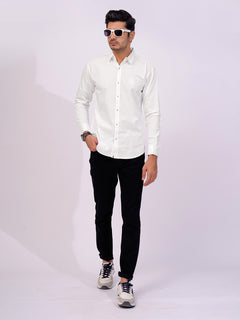 White Plain Button Down Casual Shirt (CSB-183)