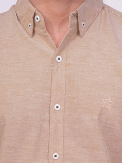 Peach Self Button Down Casual Shirt (CSB-189)