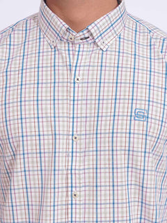 Multi Color Check Button Down Casual Shirt (CSC-158)