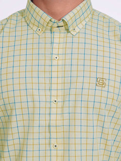 Multi Color Check Button Down Casual Shirt (CSC-161)