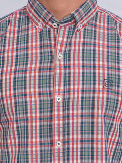 Multi Color Check Button Down Casual Shirt (CSC-170)