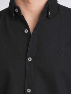 Black Button Down Denim Casual Shirt (CSD-022)