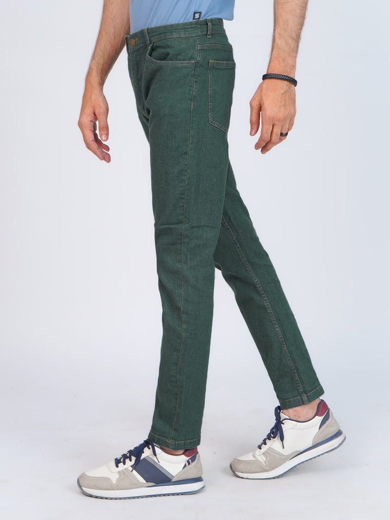 Dark Green Faded Stretchable Denim Jeans 39