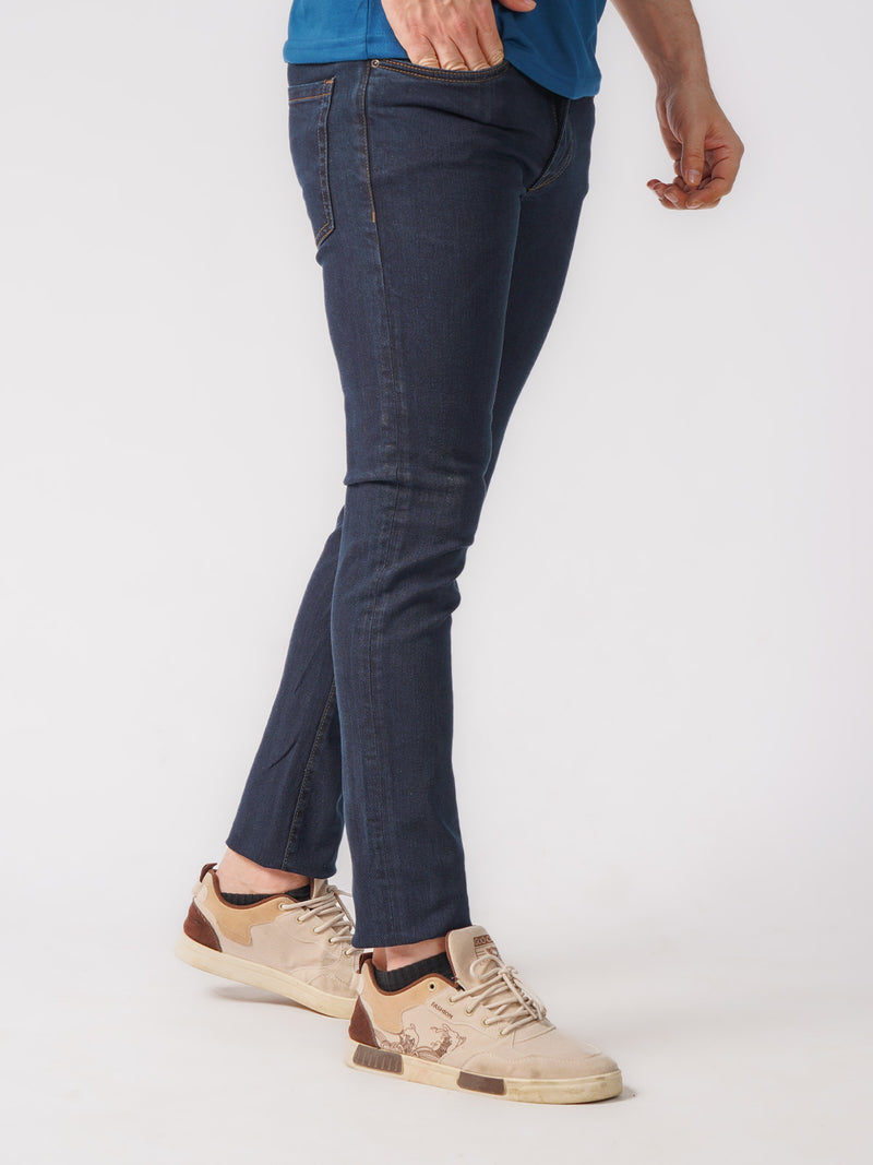 Navy Blue Faded Stretchable Denim Jeans 40