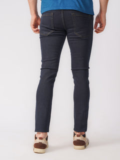 Navy Blue Plain Stretchable Denim Jeans 40