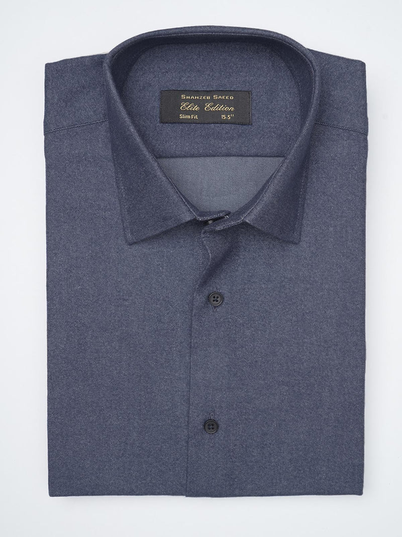 Dark Blue Self, Elite Edition, French Collar Men’s Formal Shirt (FS-1181)