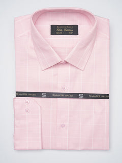 Light Pink Self Checkered, Elite Edition, French Collar Men’s Formal Shirt (FS-1237)