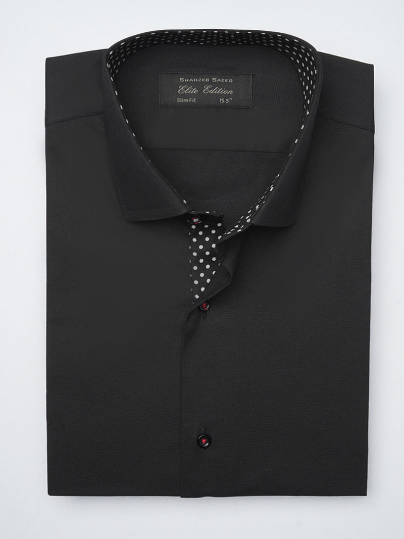 Black Plain, Elite Edition,Cutaway Collar Men’s Designer Formal Shirt (FS-1276)